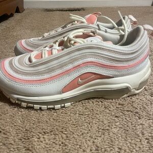 Nike Pink and White Air Max 97 Sneakers